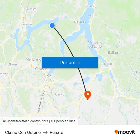 Claino Con Osteno to Renate map