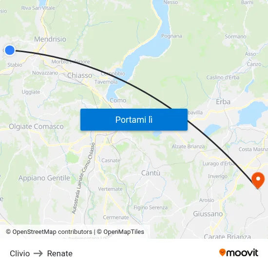 Clivio to Renate map