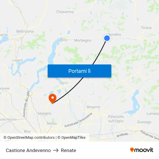 Castione Andevenno to Renate map