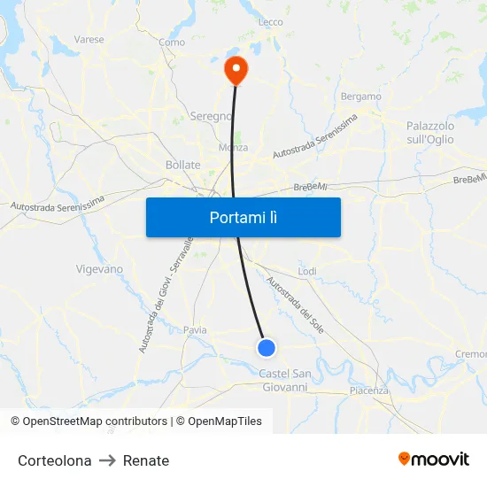 Corteolona to Renate map