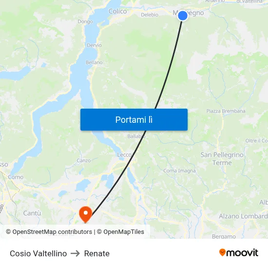 Cosio Valtellino to Renate map