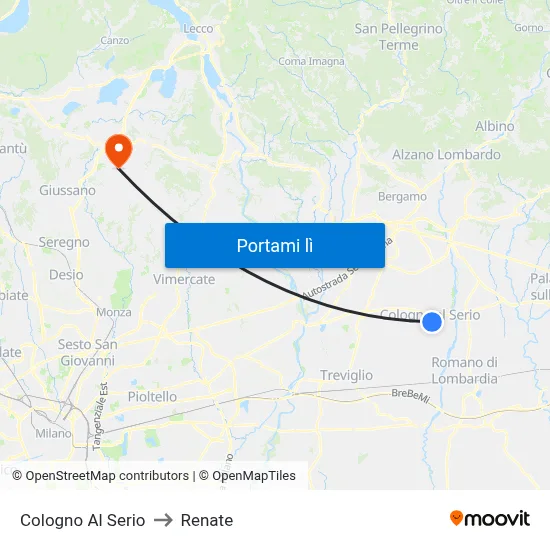 Cologno Al Serio to Renate map