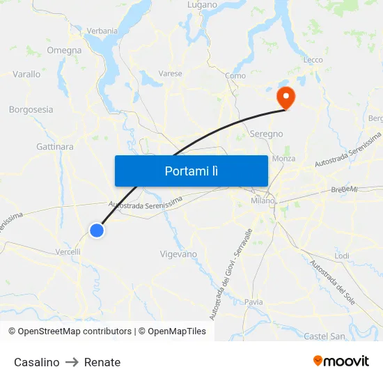 Casalino to Renate map