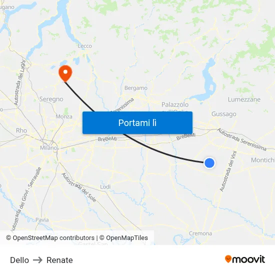 Dello to Renate map