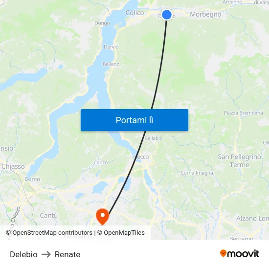 Delebio to Renate map