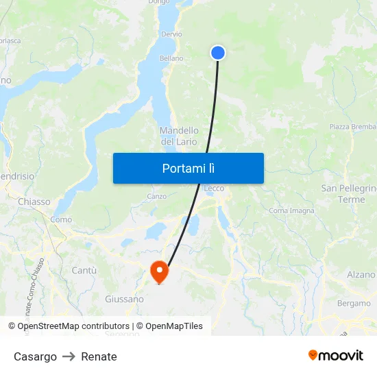 Casargo to Renate map