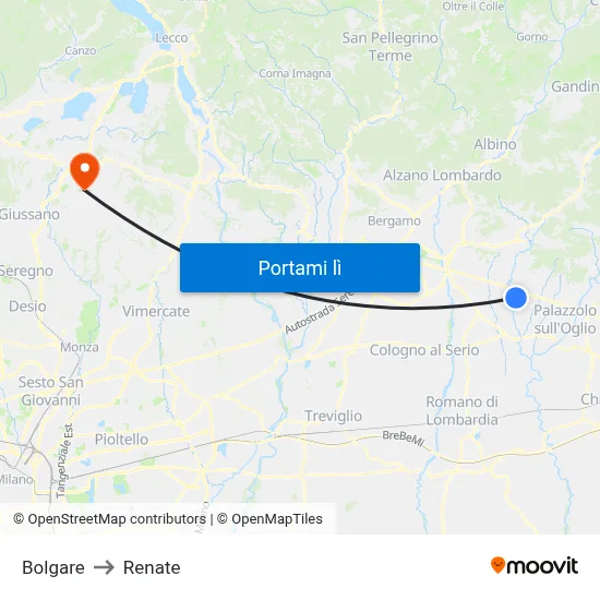 Bolgare to Renate map