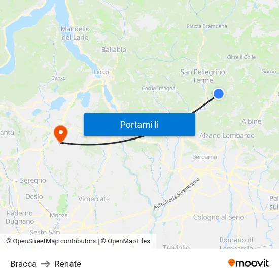 Bracca to Renate map