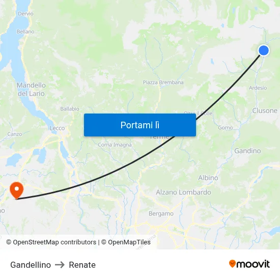 Gandellino to Renate map