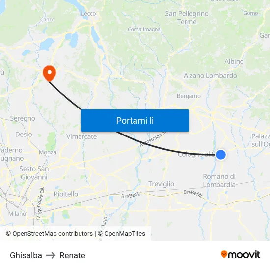 Ghisalba to Renate map