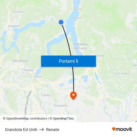 Grandola Ed Uniti to Renate map