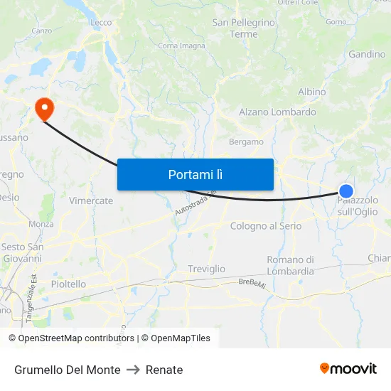 Grumello Del Monte to Renate map