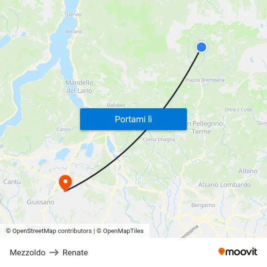 Mezzoldo to Renate map
