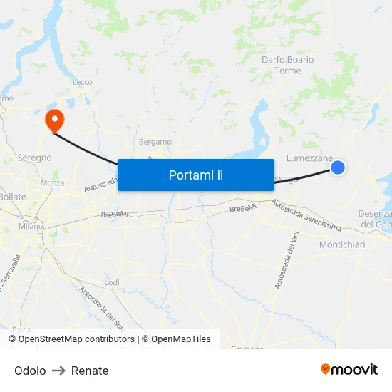 Odolo to Renate map