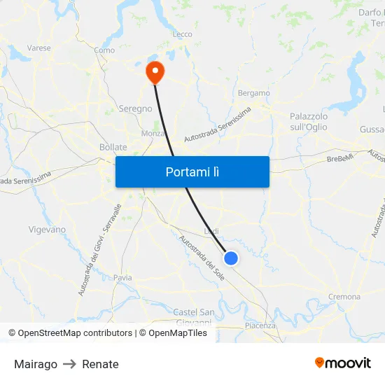 Mairago to Renate map