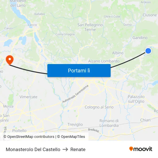 Monasterolo Del Castello to Renate map