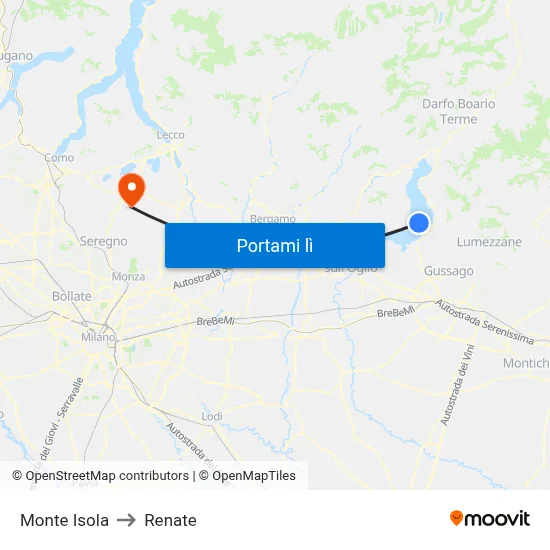 Monte Isola to Renate map