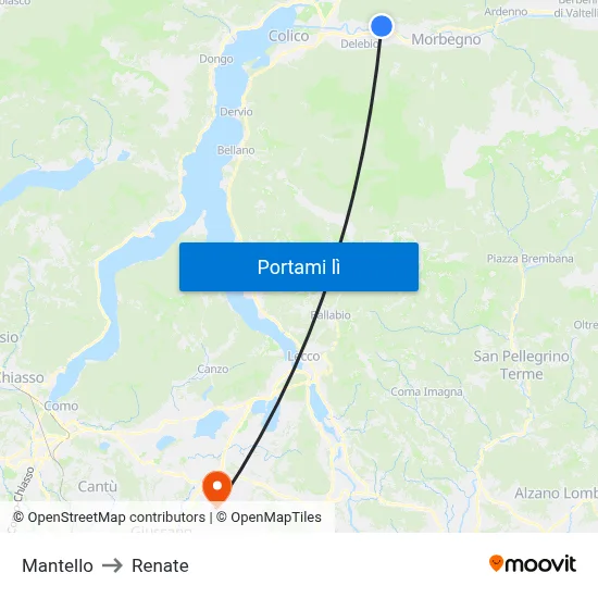 Mantello to Renate map