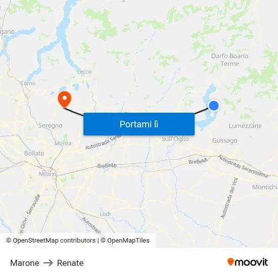 Marone to Renate map