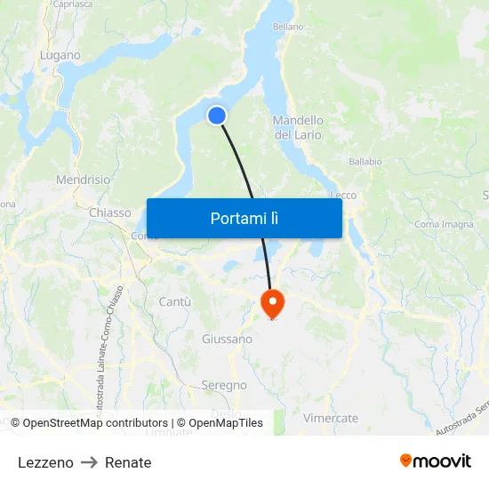 Lezzeno to Renate map