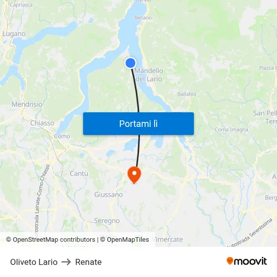 Oliveto Lario to Renate map