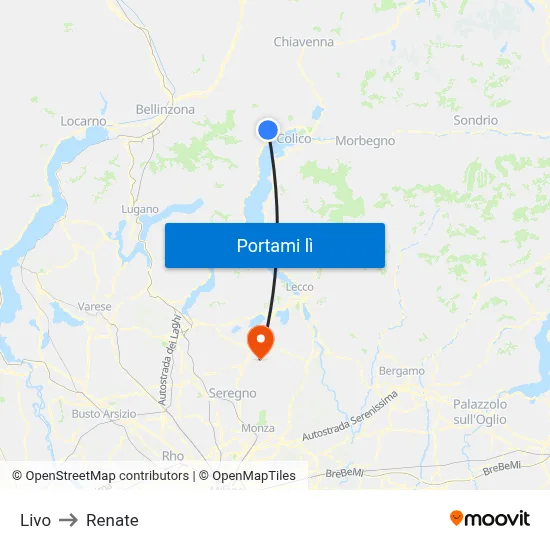 Livo to Renate map