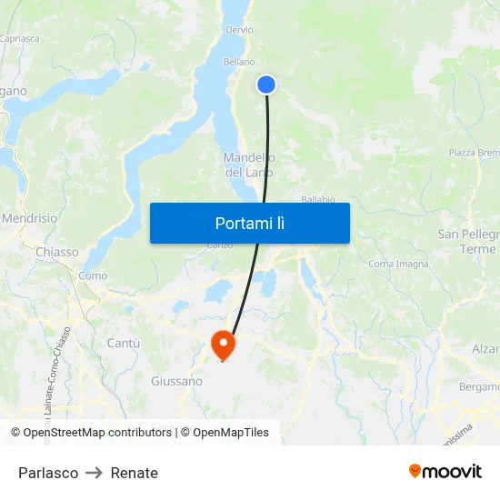 Parlasco to Renate map