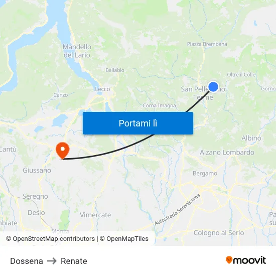 Dossena to Renate map