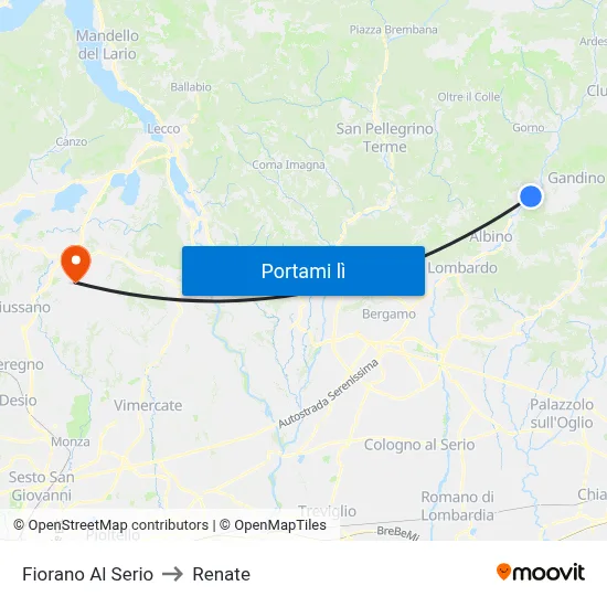 Fiorano Al Serio to Renate map