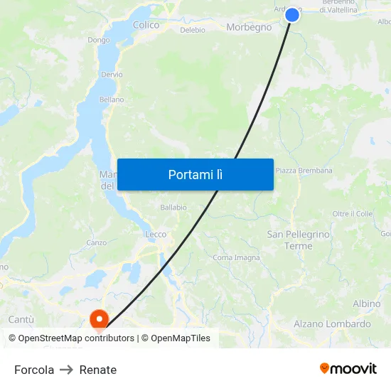 Forcola to Renate map
