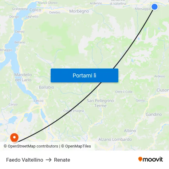 Faedo Valtellino to Renate map