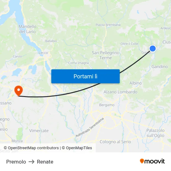 Premolo to Renate map