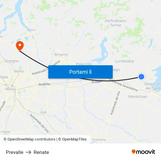 Prevalle to Renate map