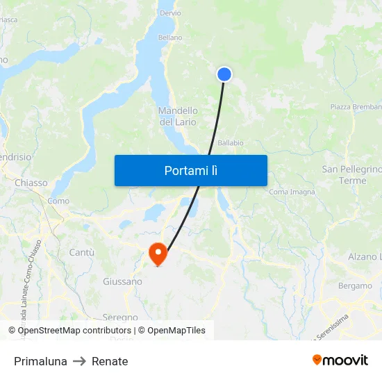 Primaluna to Renate map