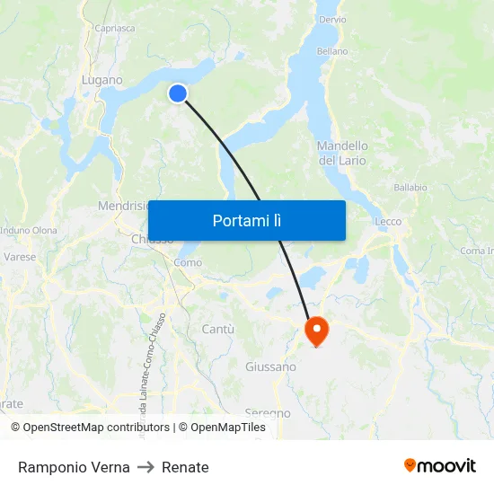 Ramponio Verna to Renate map