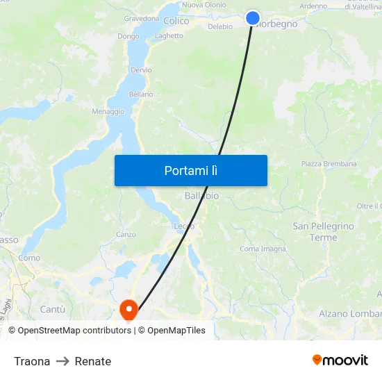 Traona to Renate map