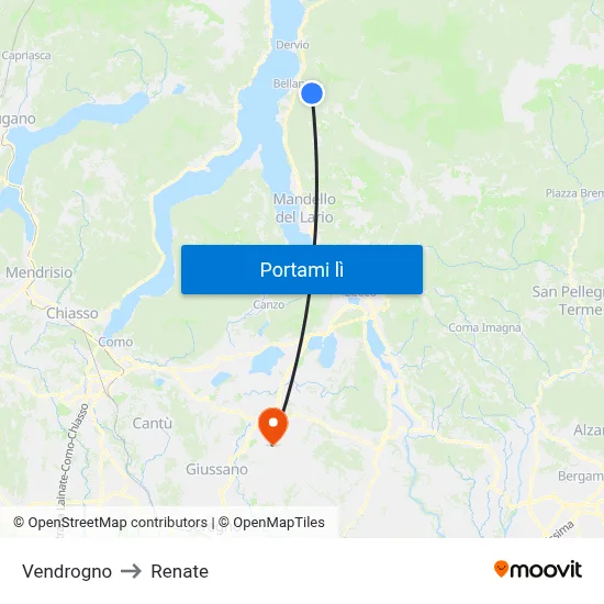 Vendrogno to Renate map