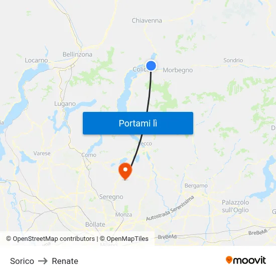 Sorico to Renate map