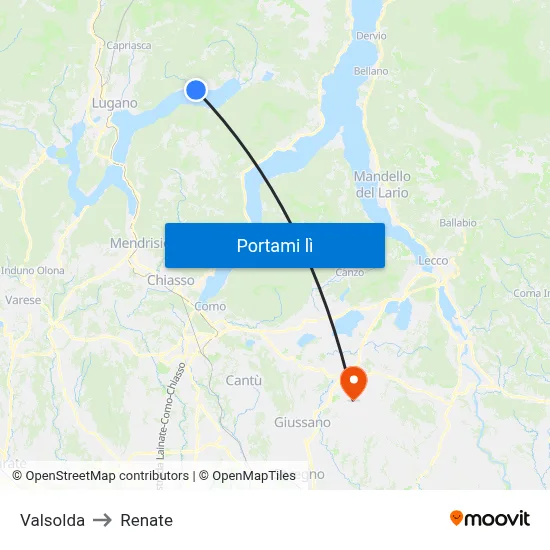 Valsolda to Renate map