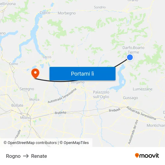 Rogno to Renate map