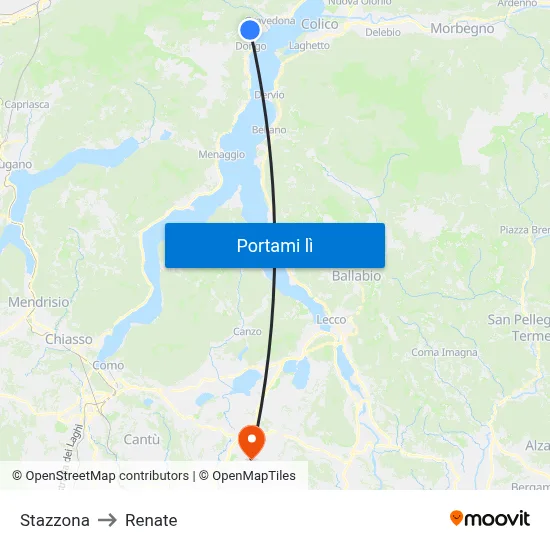 Stazzona to Renate map