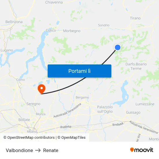 Valbondione to Renate map
