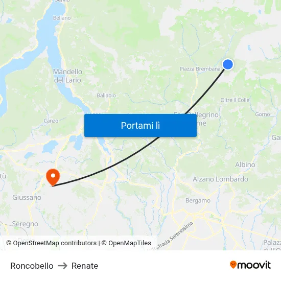 Roncobello to Renate map