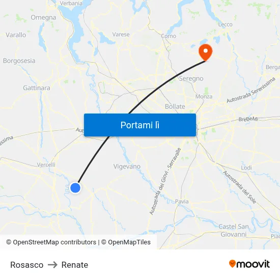 Rosasco to Renate map