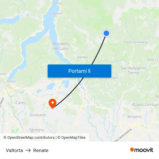 Valtorta to Renate map