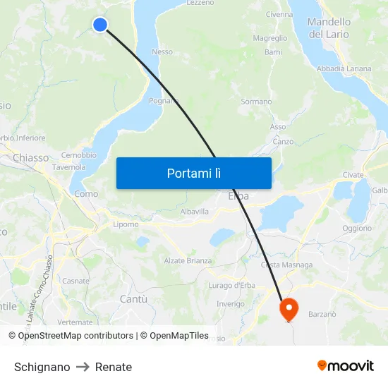 Schignano to Renate map