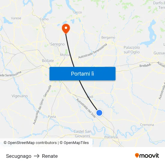 Secugnago to Renate map