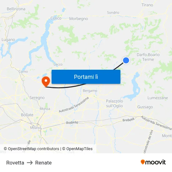 Rovetta to Renate map