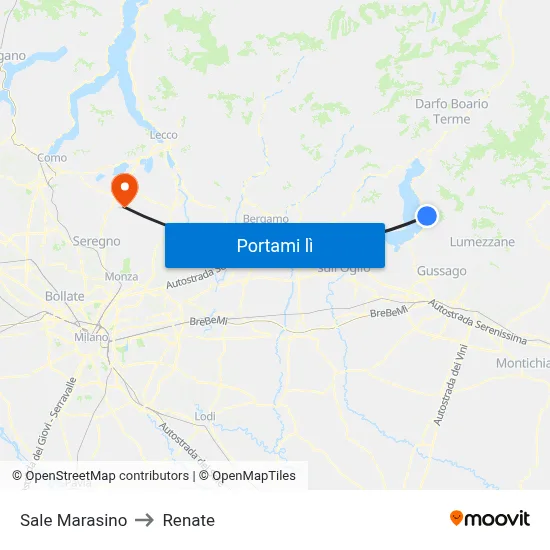 Sale Marasino to Renate map