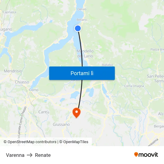 Varenna to Renate map